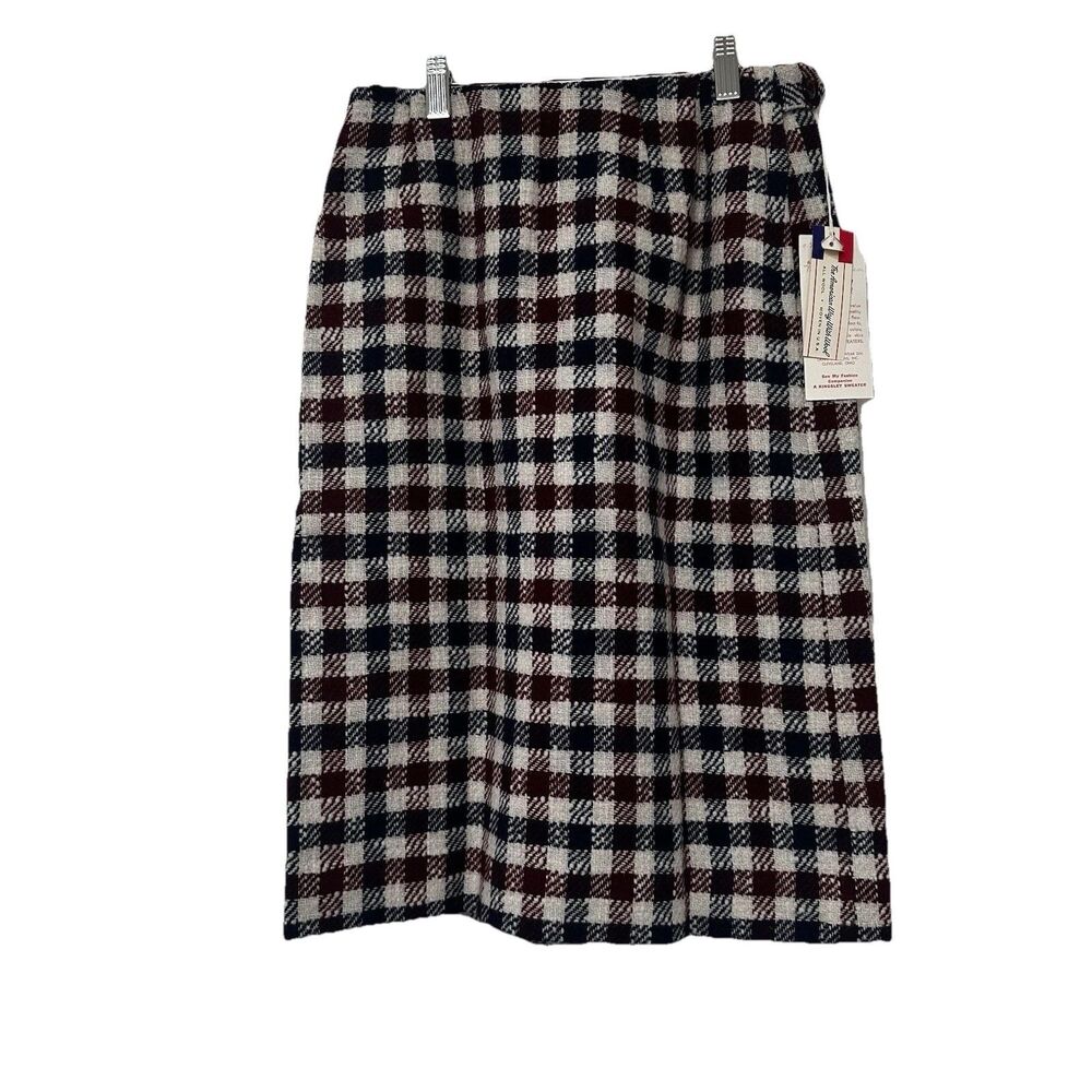 1960s Kingsley Plaid Vintage Length Skirt Preppy 100% Wool Size 12 NWT